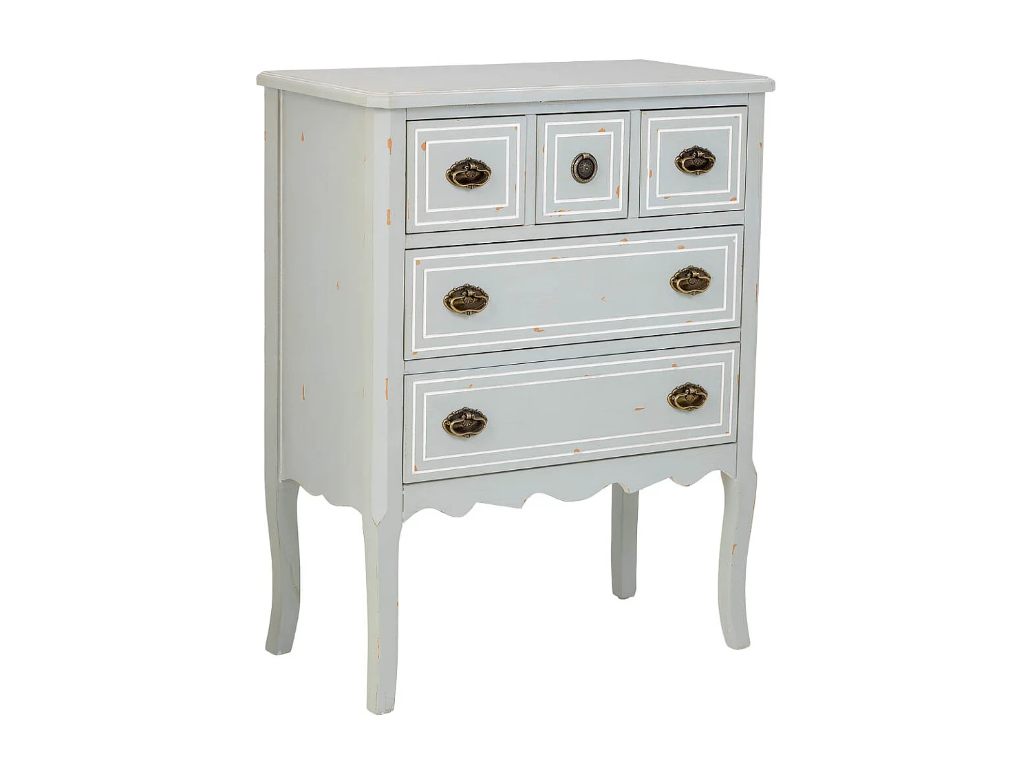 Cómoda em madeira com 5 gavetas 73x38x93,5h cm