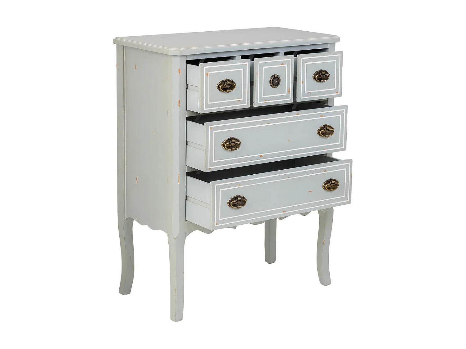 Cómoda em madeira com 5 gavetas 73x38x93,5h cm