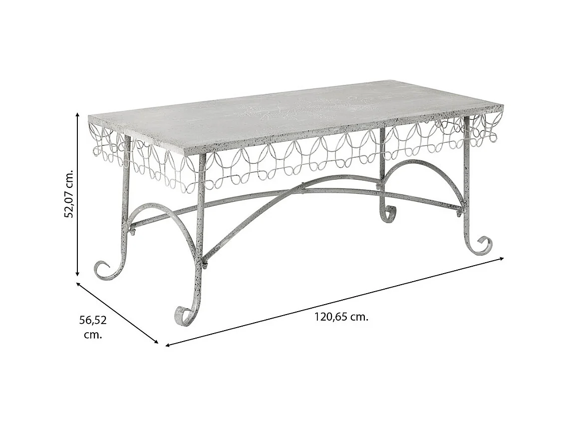 Mesa de centro em metal 120,65x56,52x52,07h cm