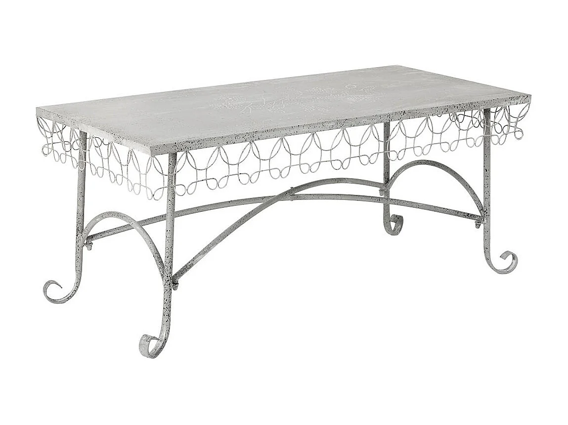 Tavolino in metallo 120,65x56,52x52,07h cm grigio