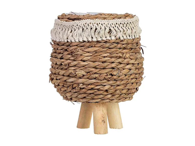 Jardinière en corde avec pieds 16x16x14h cm