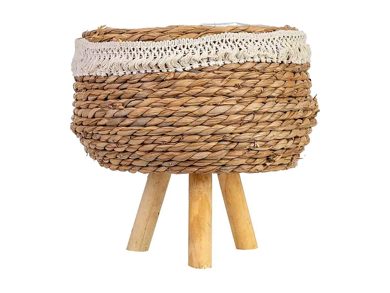 Jardinière en corde avec pieds 26x26x15h cm