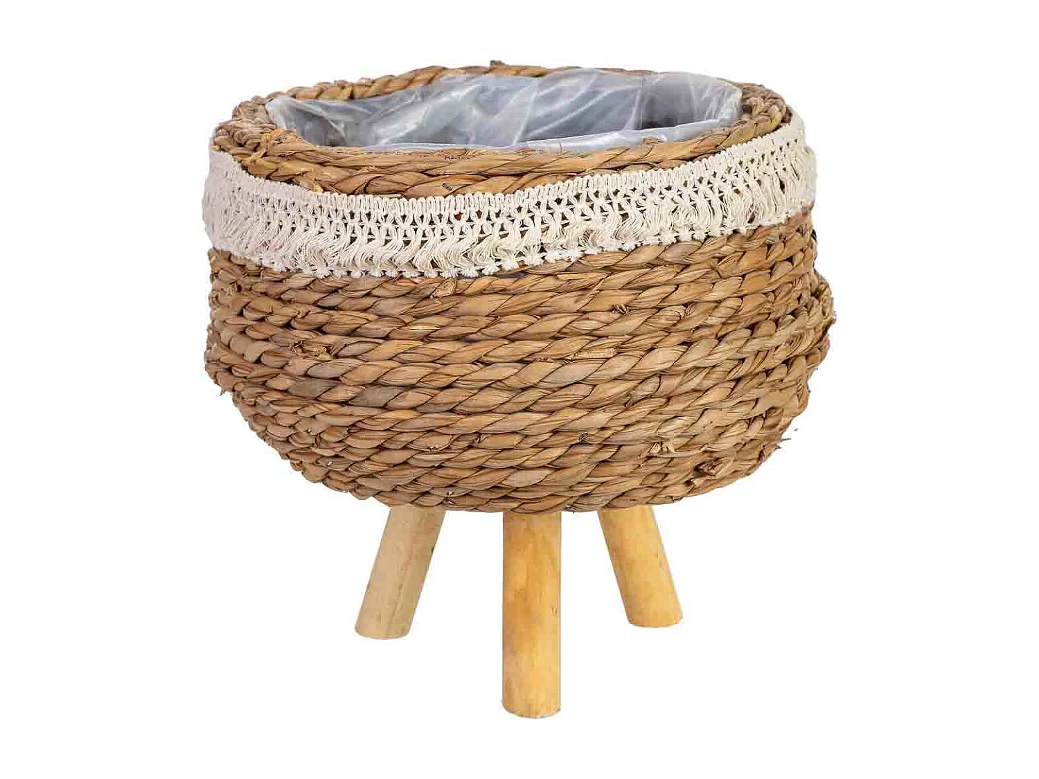 Macetero de cuerda con patas 26x26x15h cm