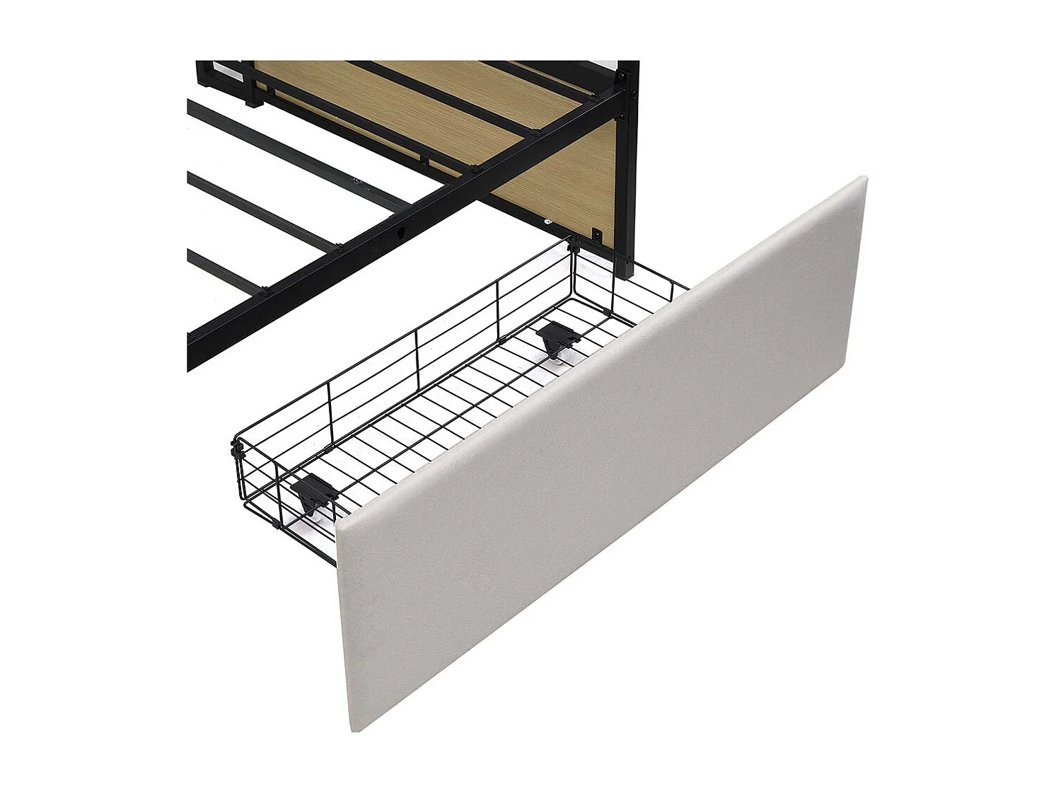 lit avec rangement 90x200 avec éclairage LED avec tiroirs et prises multifonctions lit simple en fer couleur beige