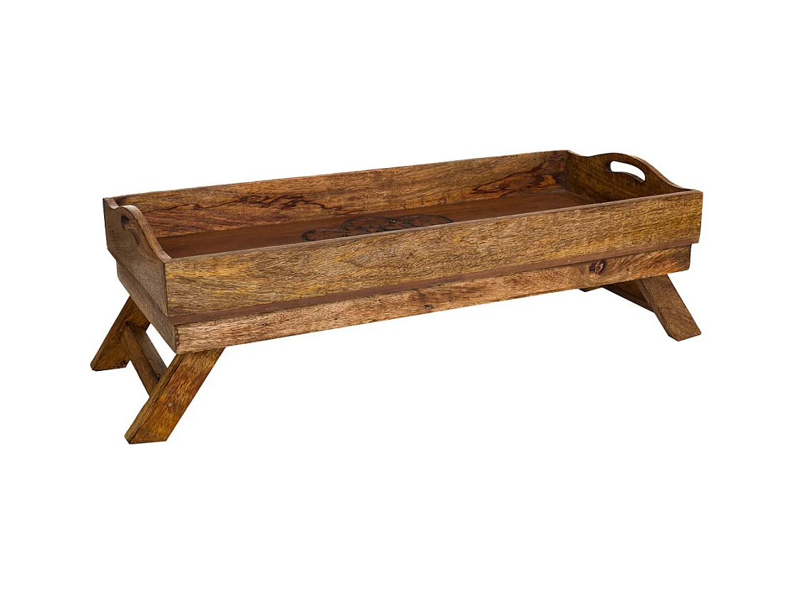 Bandeja de madera artesanal marrón 70x30x20