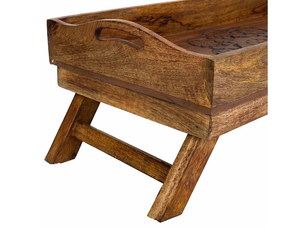 Bandeja de madera artesanal marrón 70x30x20