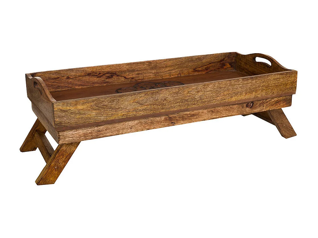 Braunes handgefertigtes Holztablett 70x30x20h cm