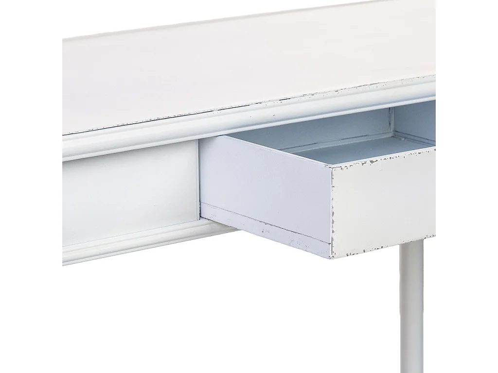 Flurtisch mit 1 Schublade und 1 Regal aus weißem Metall, 120x41x75H cm