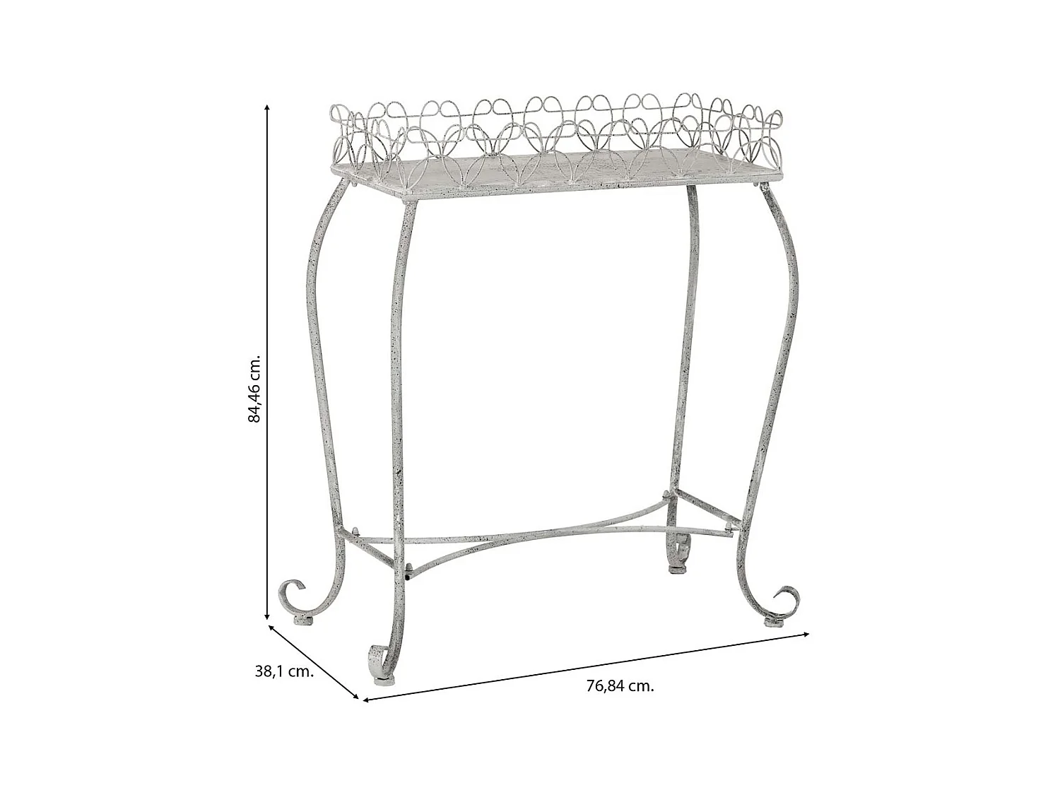 Móveis de entrada metálico 76,84x38,1x84,46h cm