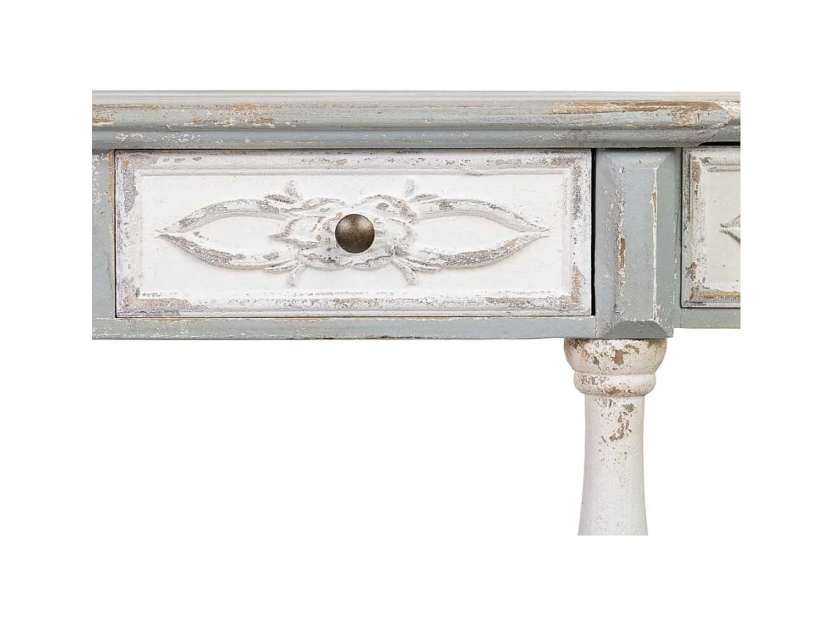 Flurtisch aus Holz mit 4 Schubladen, gealtertes Finish, 142,5x42x85 cm