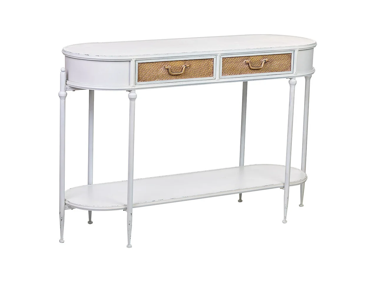 Flurschrank mit 2 Schubladen und 1 Regal aus weißem Metall, 125x41x81H cm