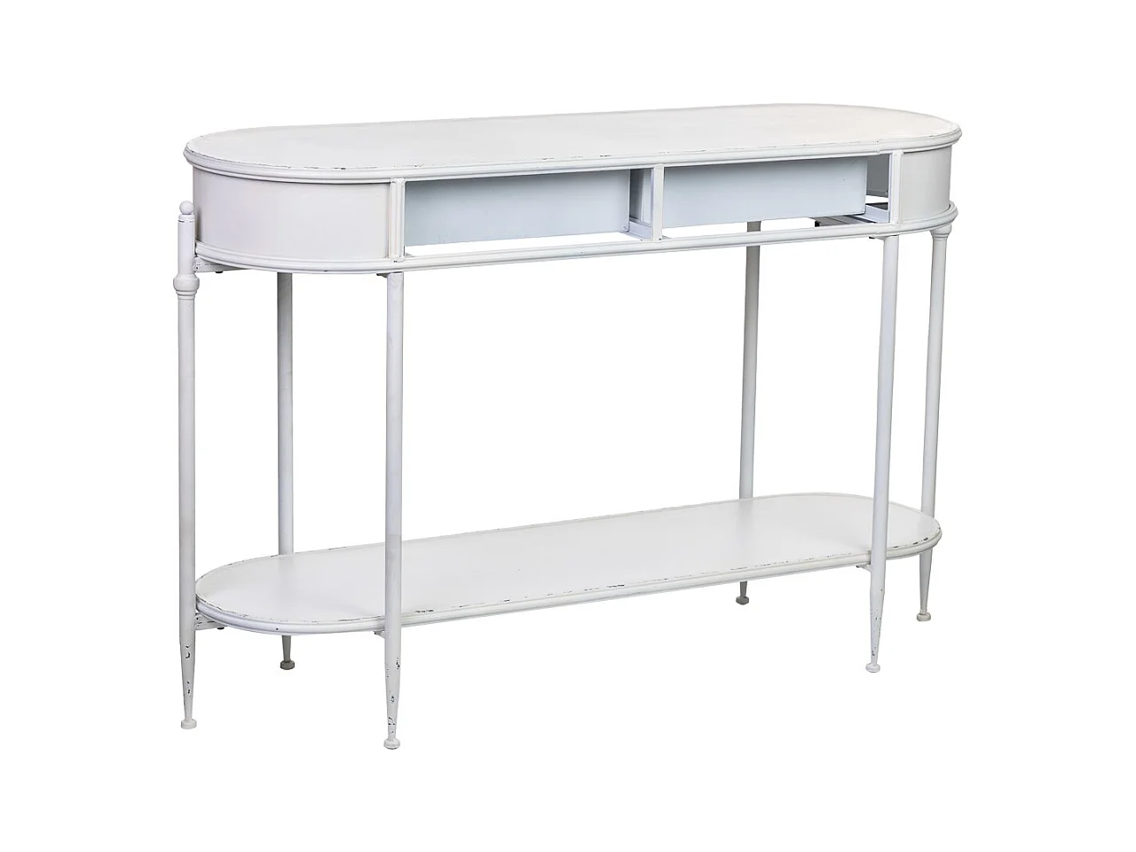 Flurschrank mit 2 Schubladen und 1 Regal aus weißem Metall, 125x41x81H cm