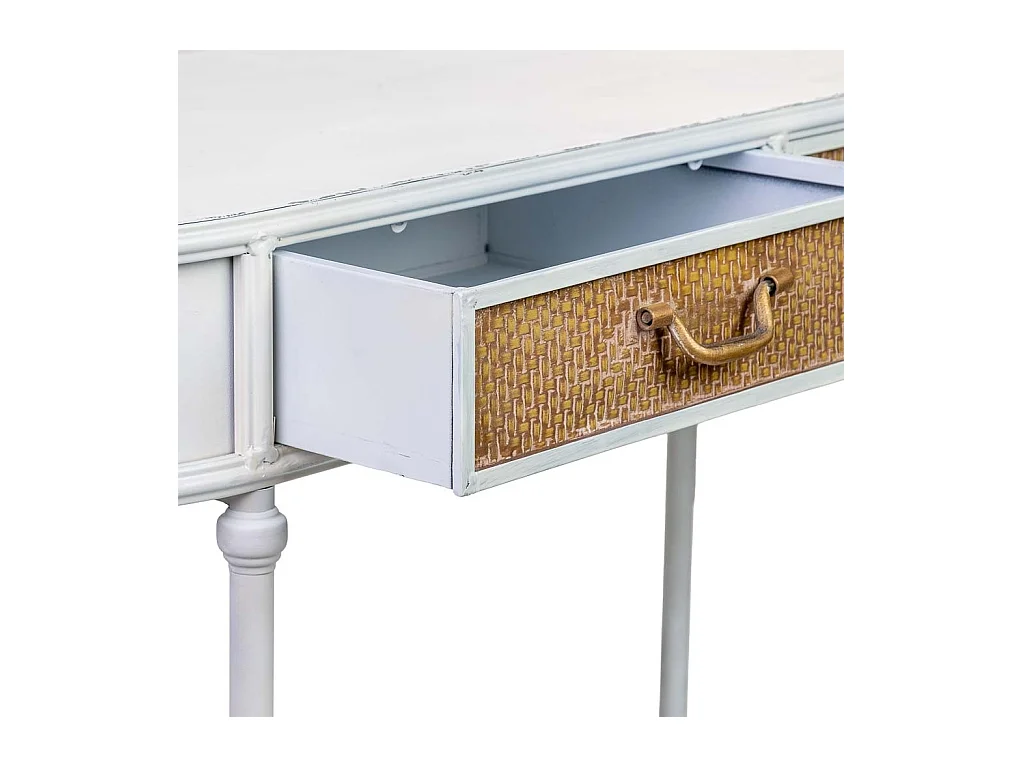 Flurschrank mit 2 Schubladen und 1 Regal aus weißem Metall, 125x41x81H cm