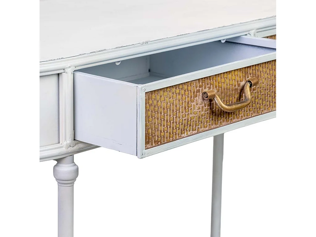 Meuble d'entrée en métal blanc 125x41x81h cm