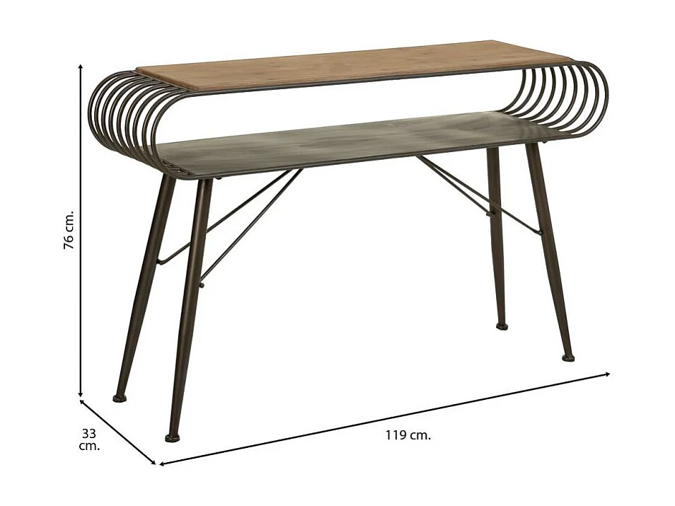 Meuble d'entrée en métal blanc 125x41x81h cm