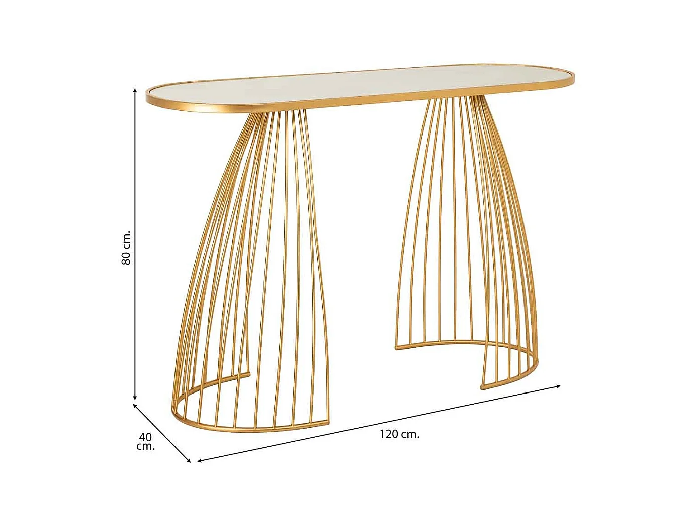 Móveis de entrada metálico 120x40x80h cm