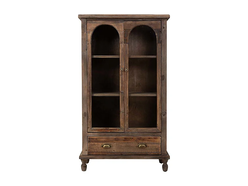 Vitrina de madera con 2 puertas y 1 cajón 80x42x138h cm