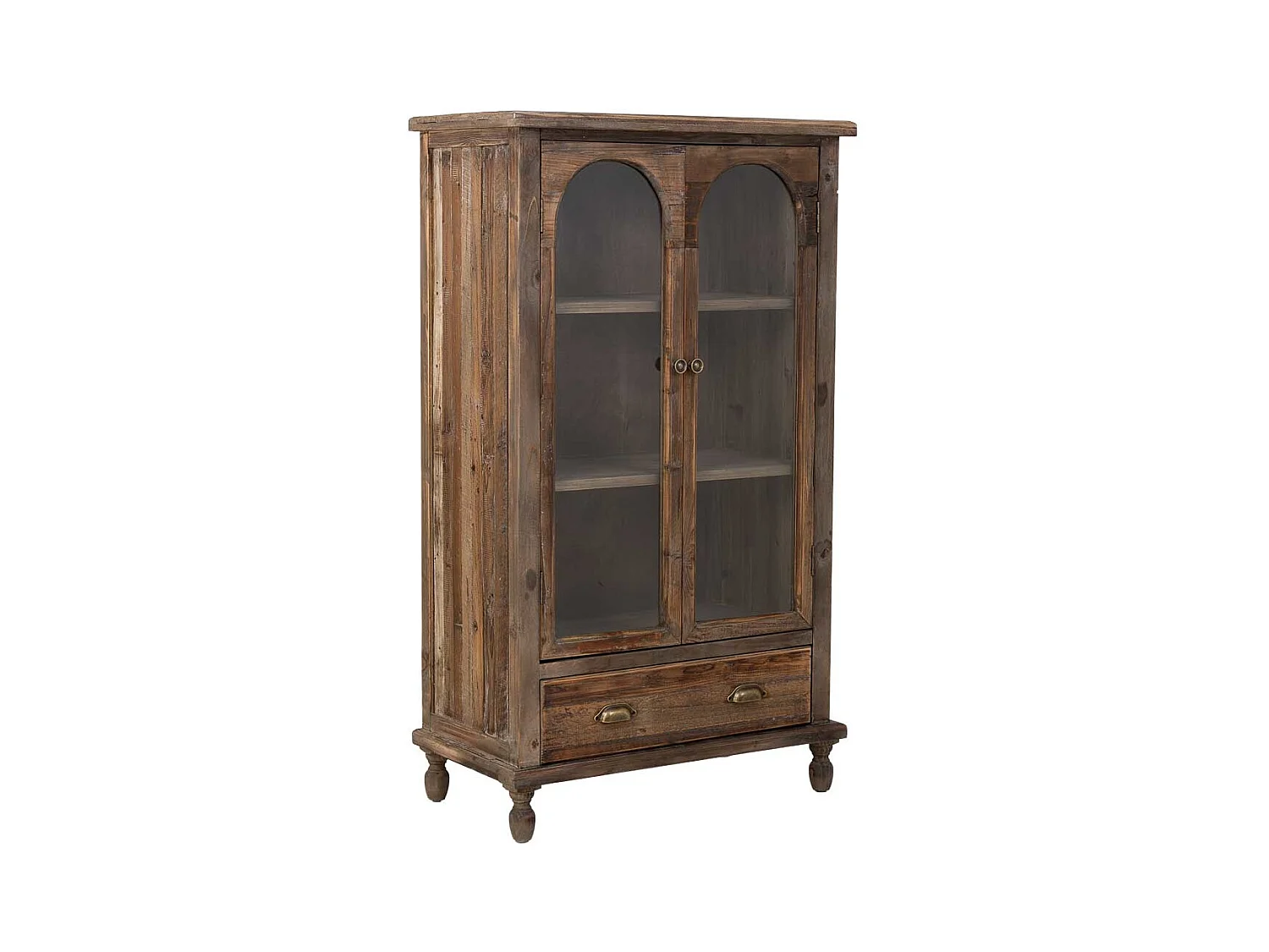 Vitrina de madera con 2 puertas y 1 cajón 80x42x138h cm