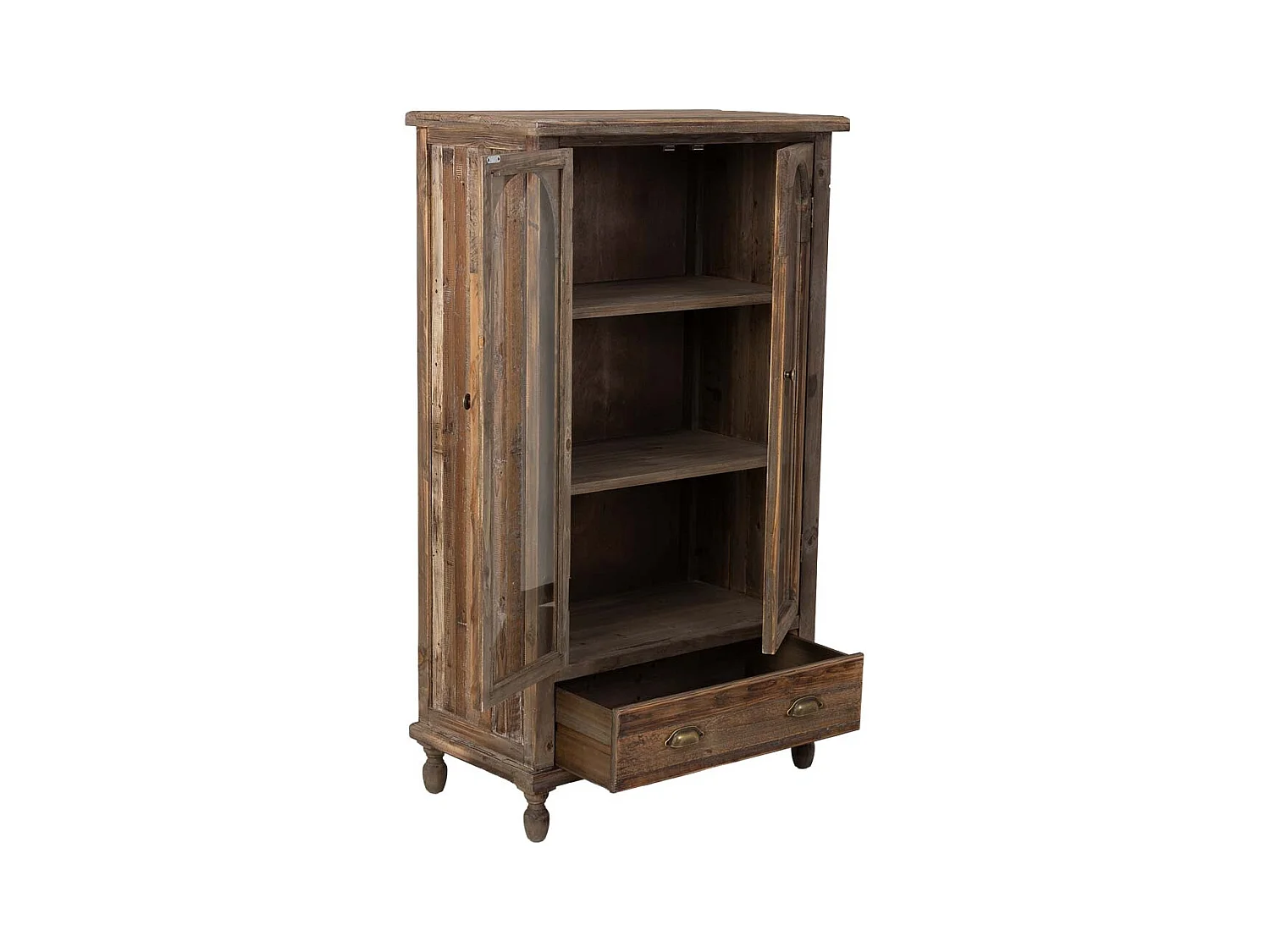 Vitrina de madera con 2 puertas y 1 cajón 80x42x138h cm