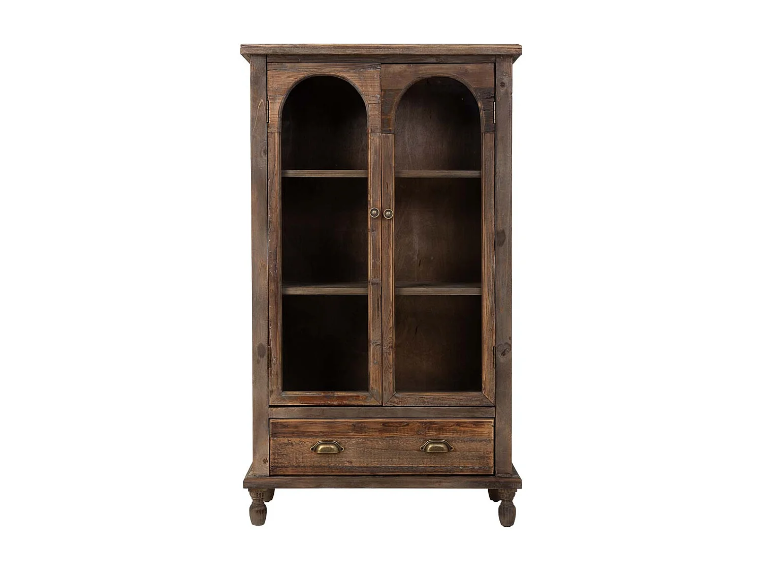 Holzvitrine mit 2 Türen und 1 Schublade 80x42x138