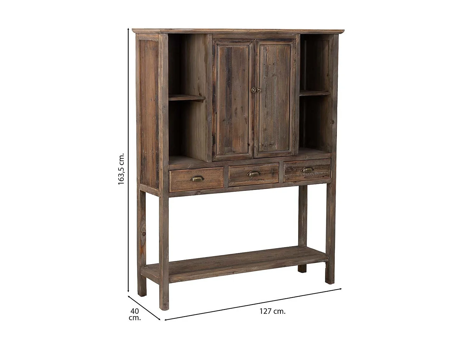 Armario de madera con 2 puertas y 3 cajones  127x40x163,5h cm