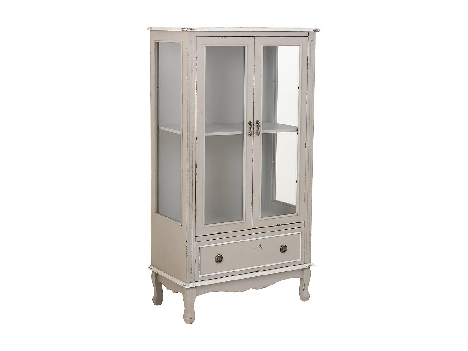 Vitrine en bois avec 1 tiroir et 2 portes 80x42x148h cm