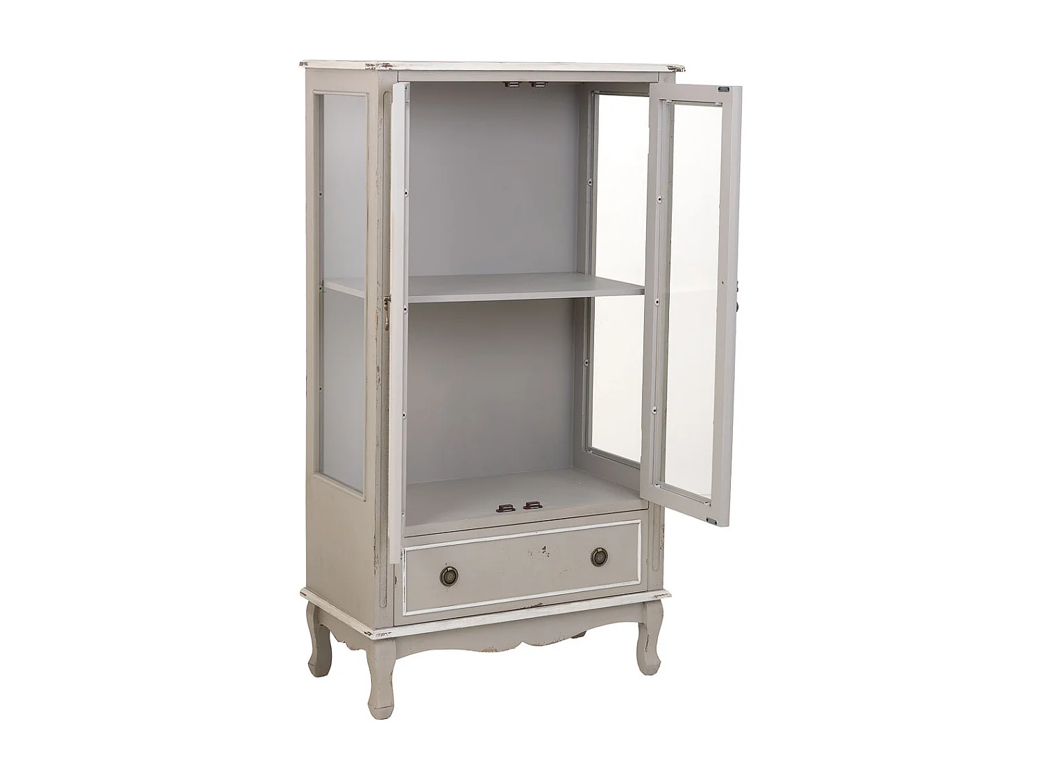 Holzvitrine mit 1 Schublade und 2 Türen 80x42x148h cm