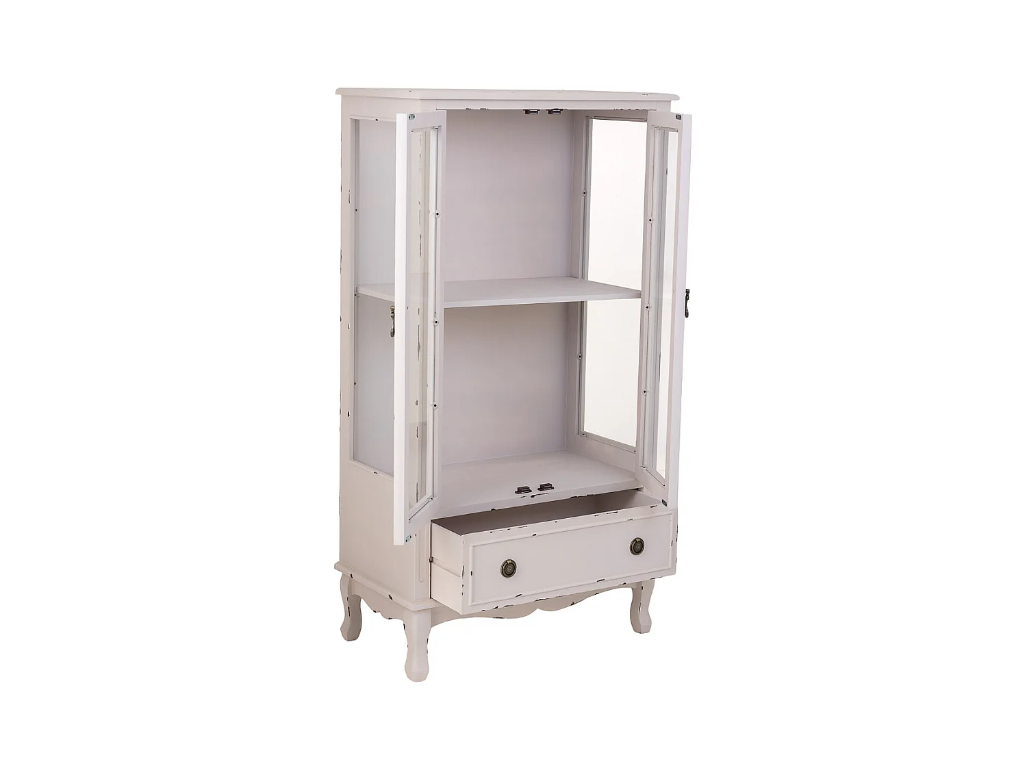 Vitrine em madeira com 1 gaveta e 2 portas 80x42x148h cm