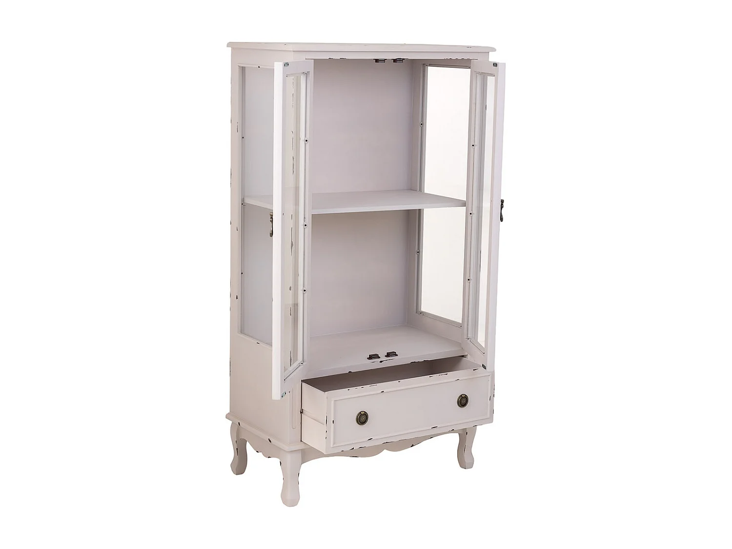 Vitrina de madera con 1 cajón y 2 puertas 80x42x148h cm