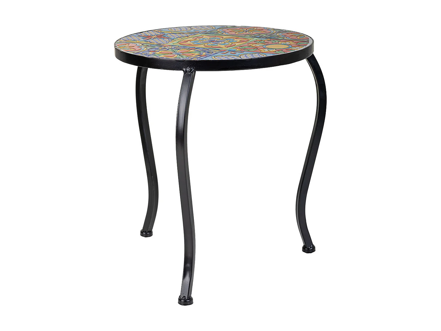 Set mit 3 schwarzen Mosaik- und Metallstützen