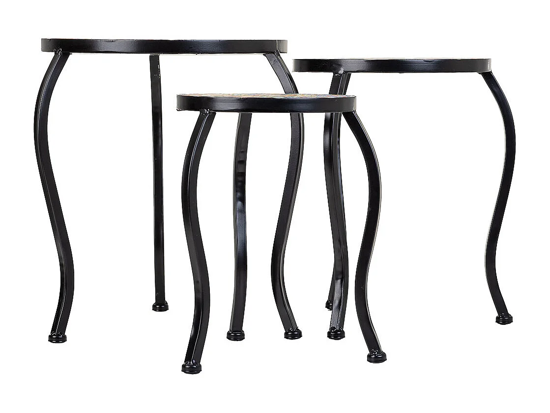 Set 3 supporti mosaico e metallo neri