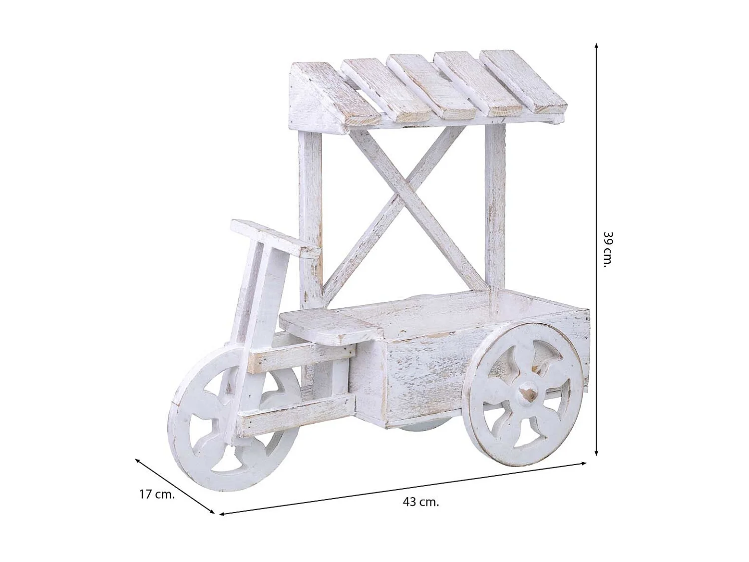 Suporte para vasos de flores em madeira 43x17x39h cm
