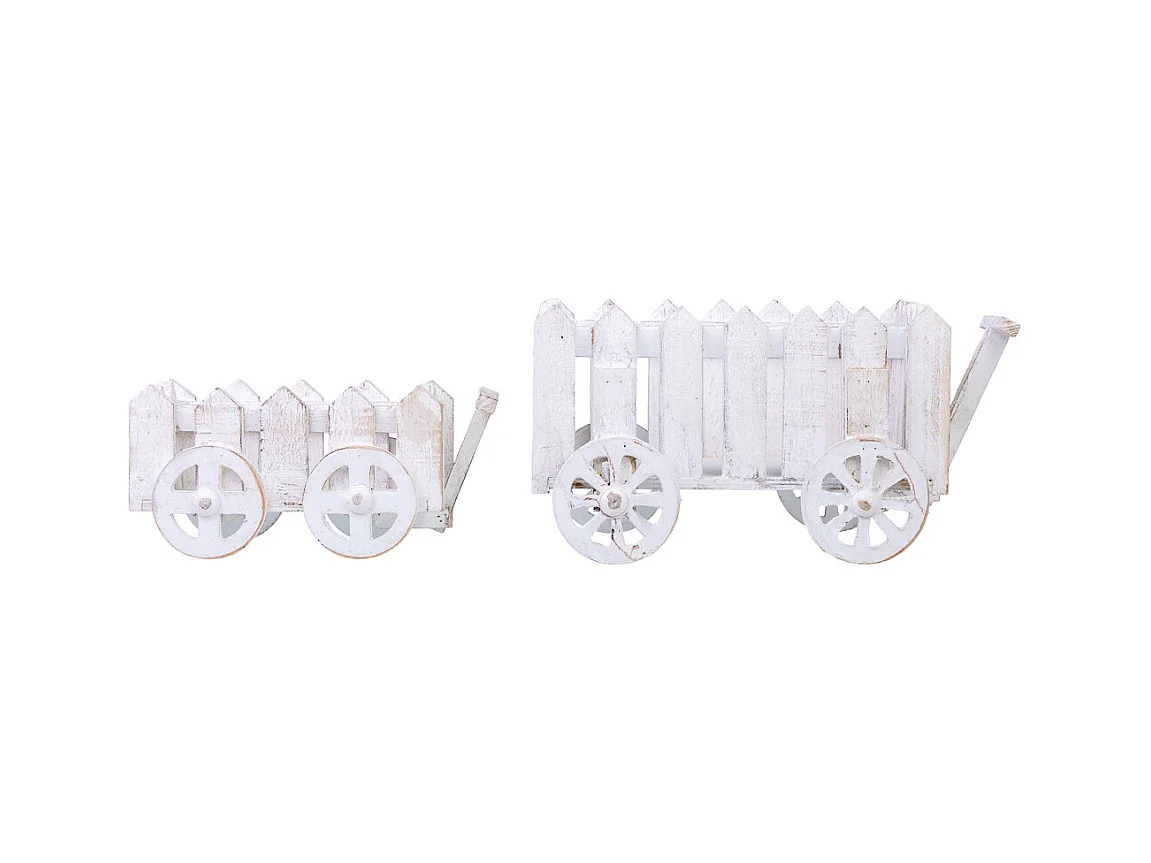 Lot de 2 supports pour jardinières en bois 28x22x18h-22x12x12h cm
