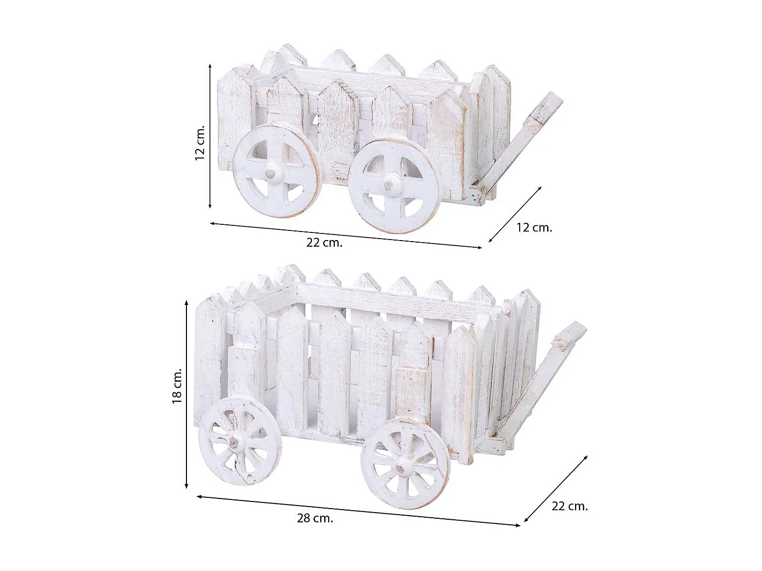 Lot de 2 supports pour jardinières en bois 28x22x18h-22x12x12h cm