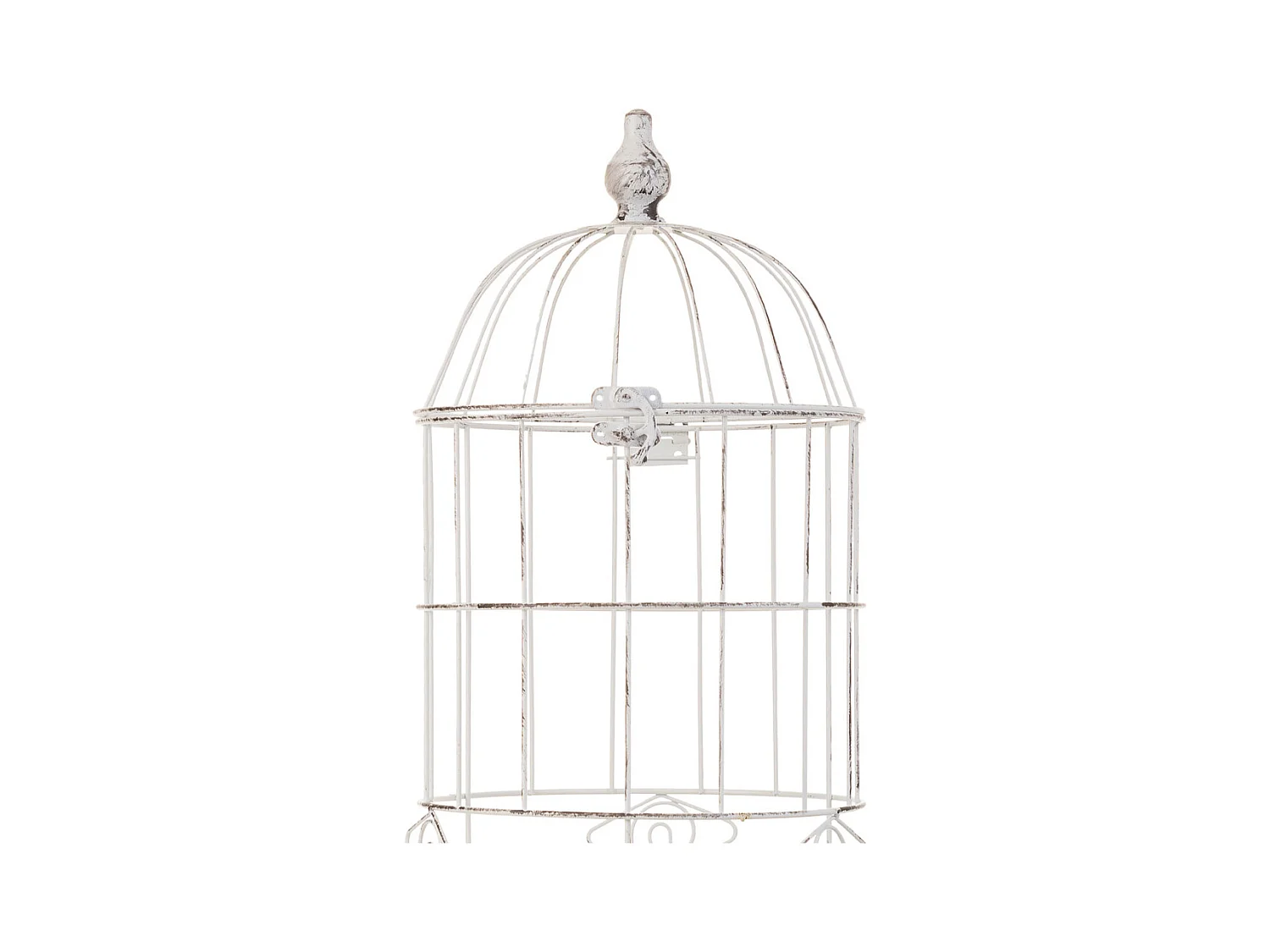 Jaulas maceteros de forja set 2 pzas blanco 30x30x130h-25x25x108h cm