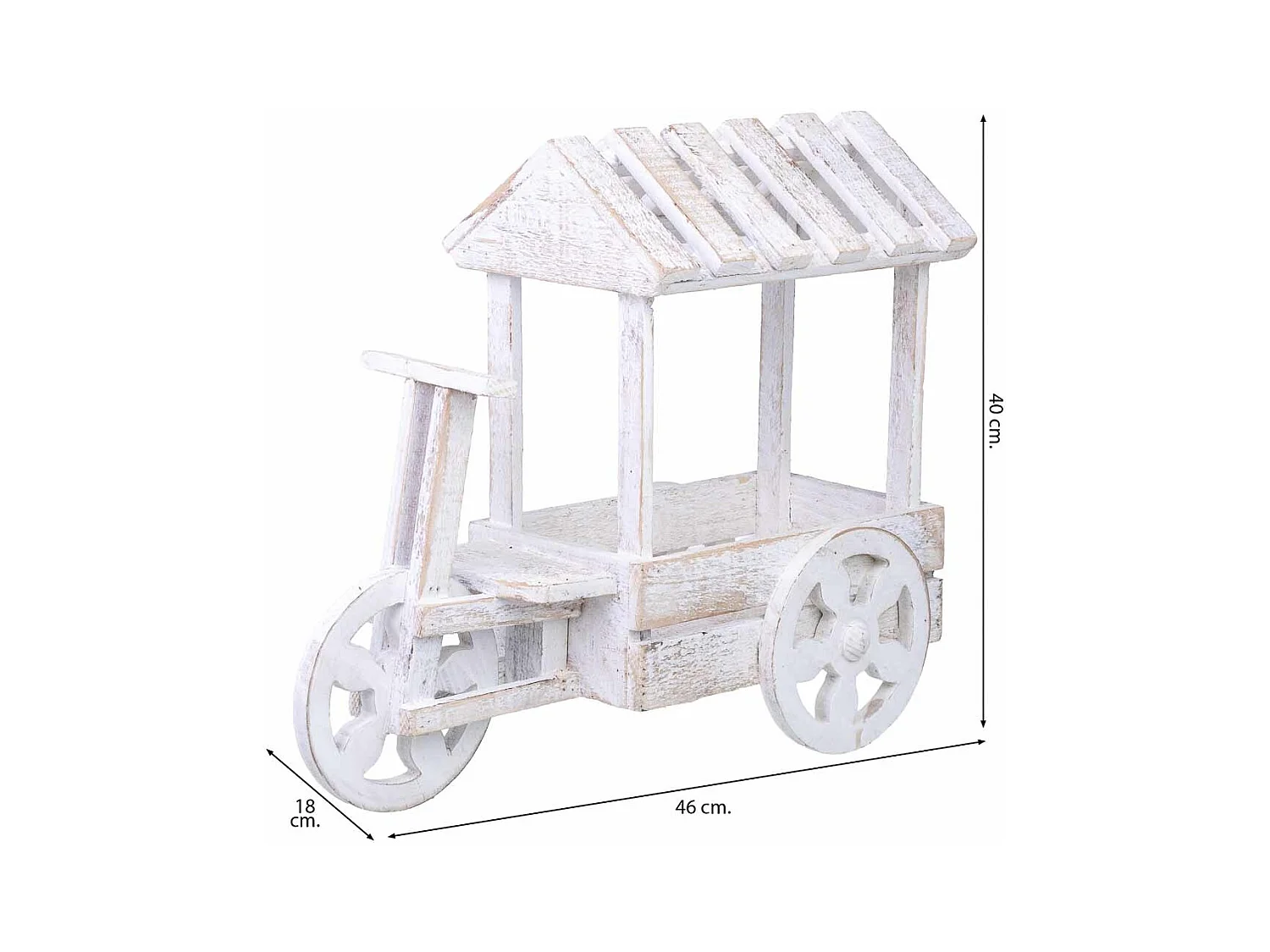 Suporte para vasos de flores em madeira 46x18x40h cm