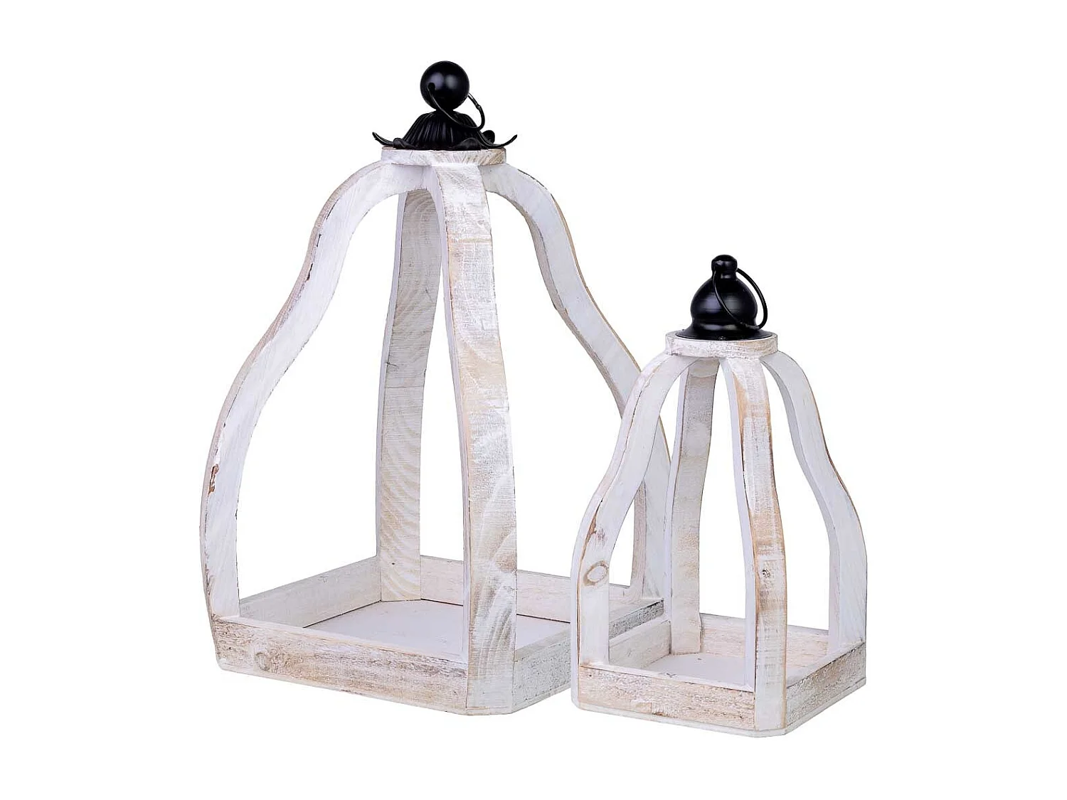 Pflanzständer aus Holz 2er Set 29x29x49h-18x18x34h cm