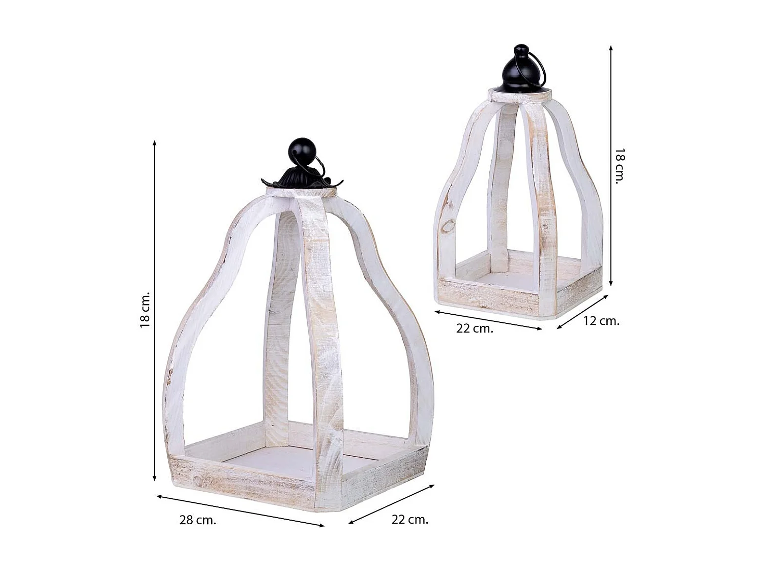 Pflanzständer aus Holz 2er Set 29x29x49h-18x18x34h cm