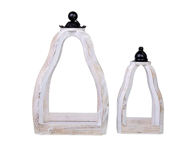 2 suportes para floreira de madeira 29x29x49h-18x18x34h cm