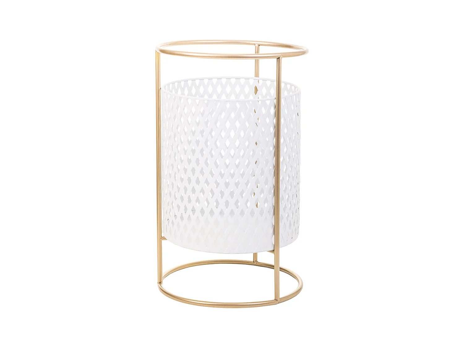 Maceteros de metal con soporte de metal set 3 pzas blanco 31x31x72h-26x26x57h-21x21x42h cm