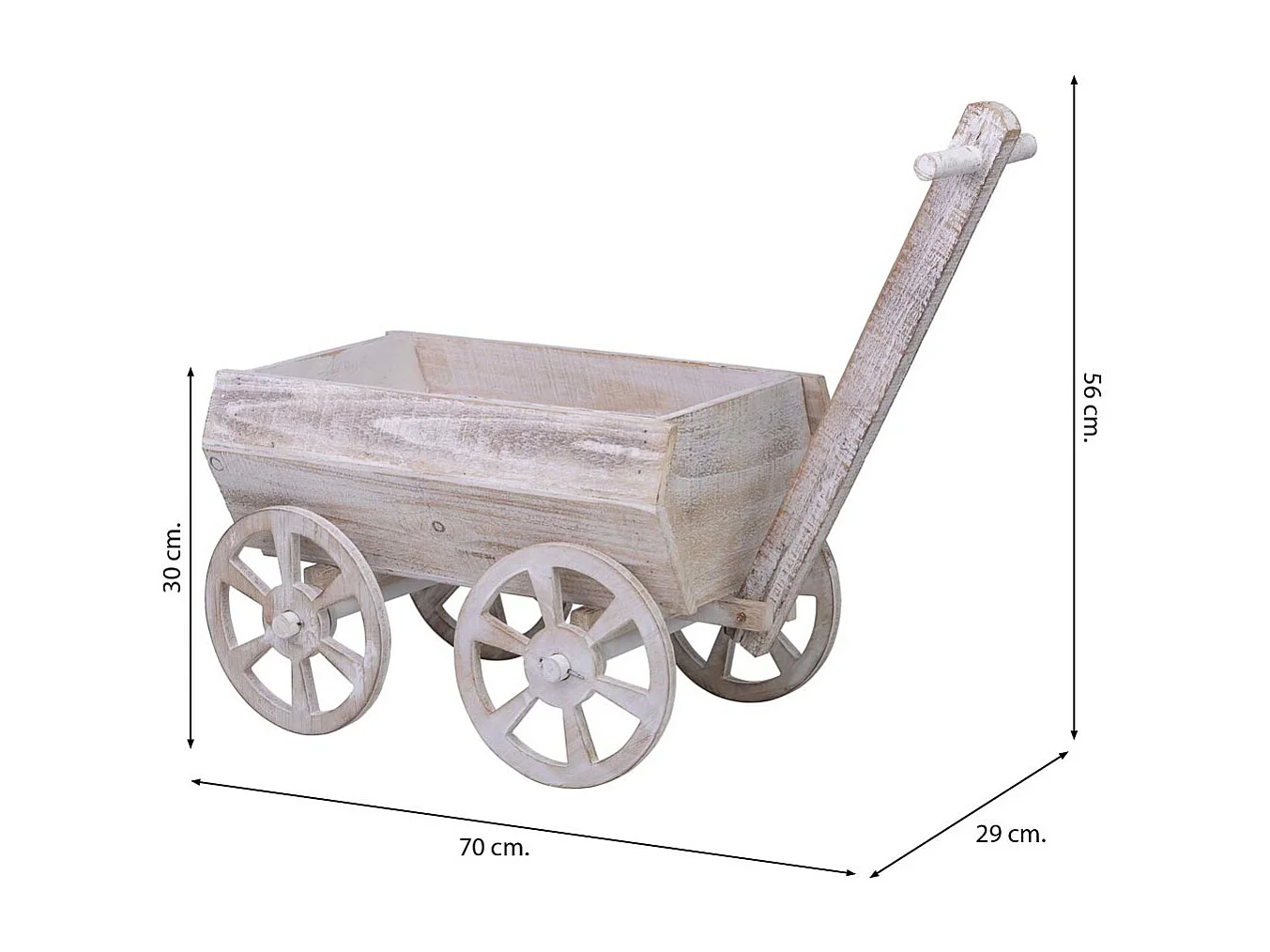 Soporte macetero de madera 70x29x30/56h cm