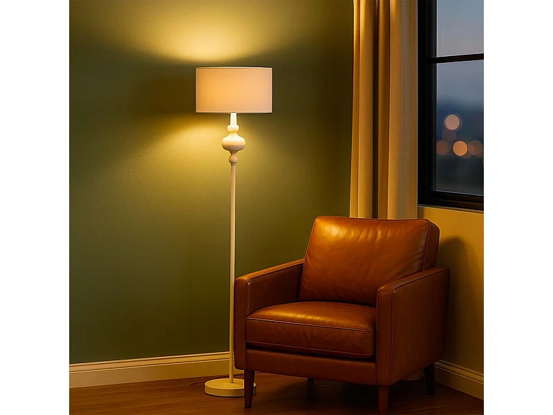 Lampadaire en métal blanc 40x40x154h cm