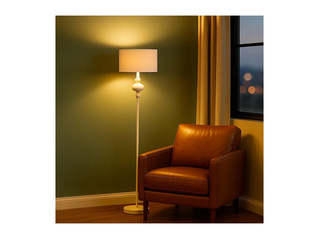 Lampadaire en métal blanc 40x40x154h cm