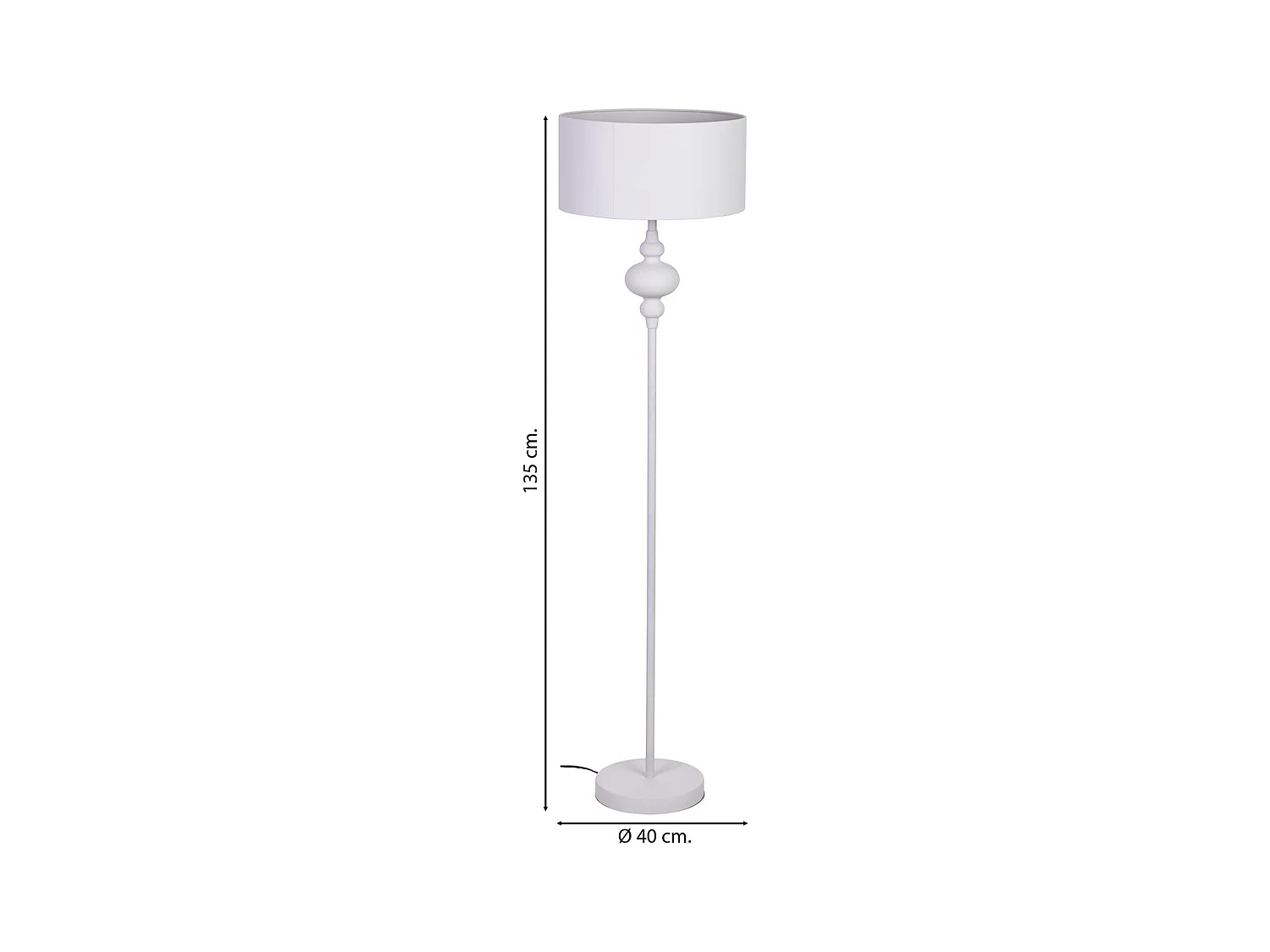 Lampadaire en métal blanc 40x40x154h cm