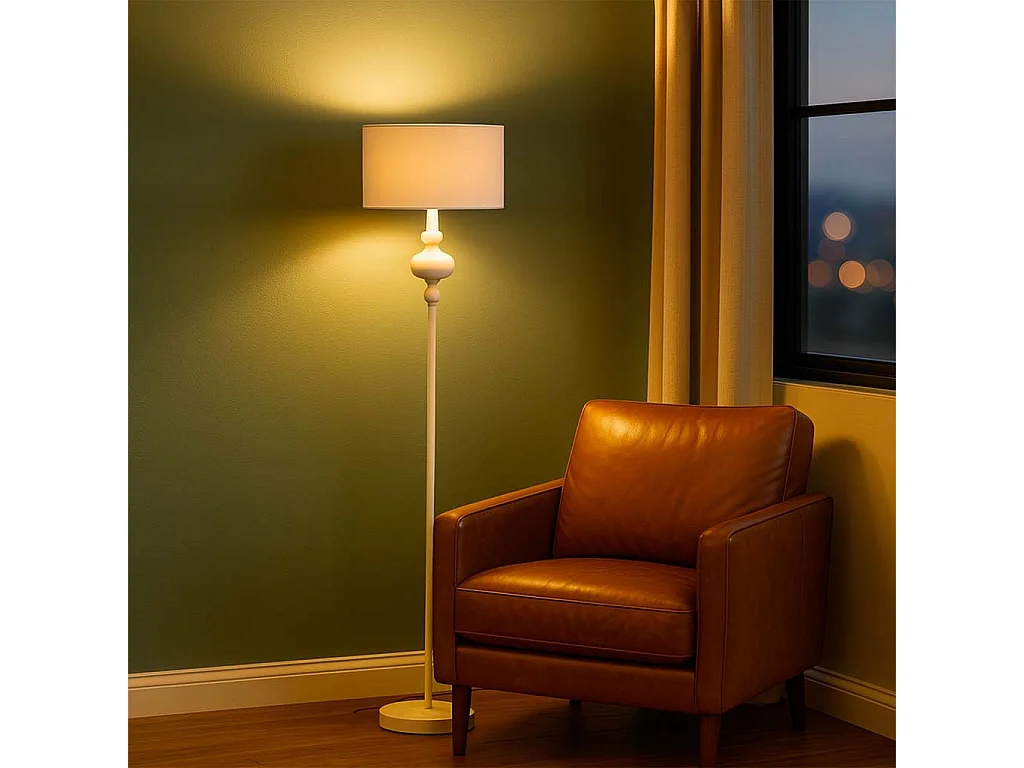 Lámpara de pie de metal blanco 40x40x154h cm