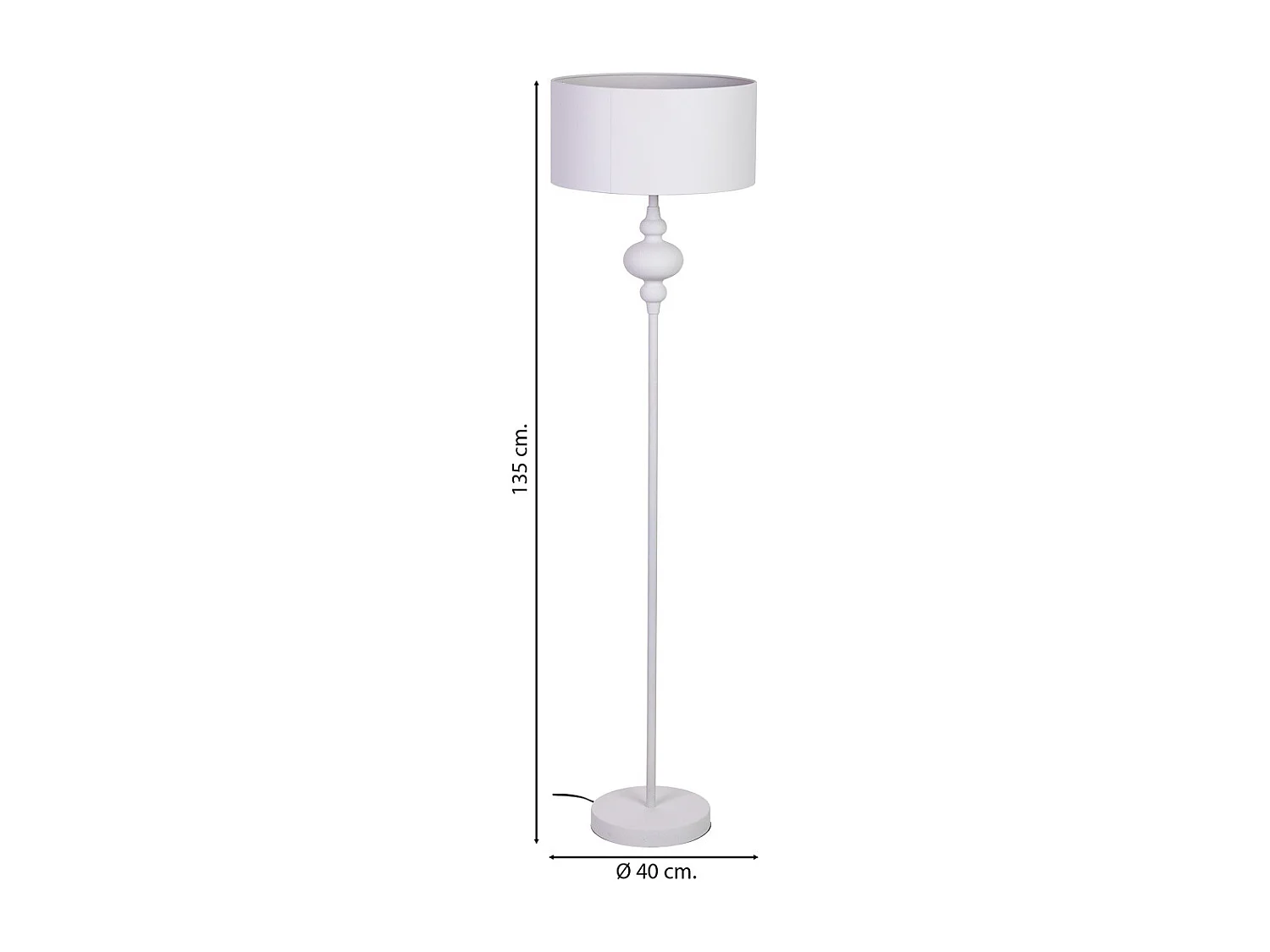 Lámpara de pie de metal blanco 40x40x154h cm