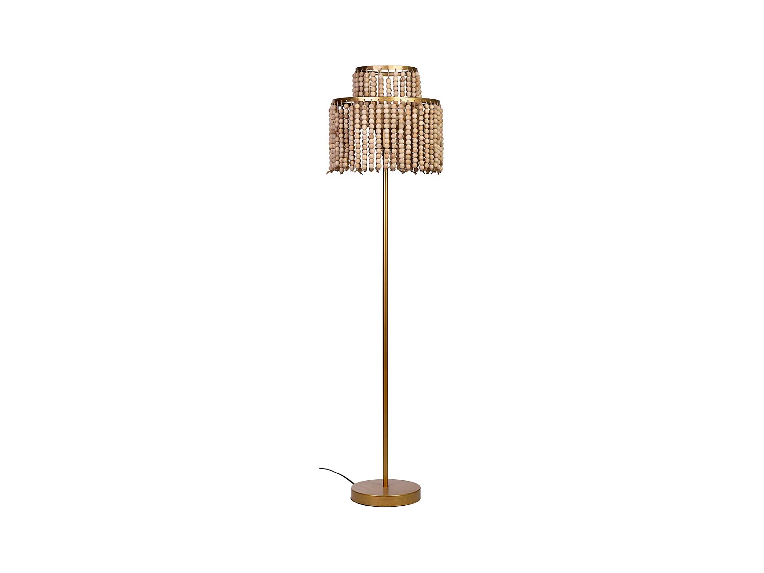 Lampadaire en métal et bois 38x38x130,5/152,5h cm