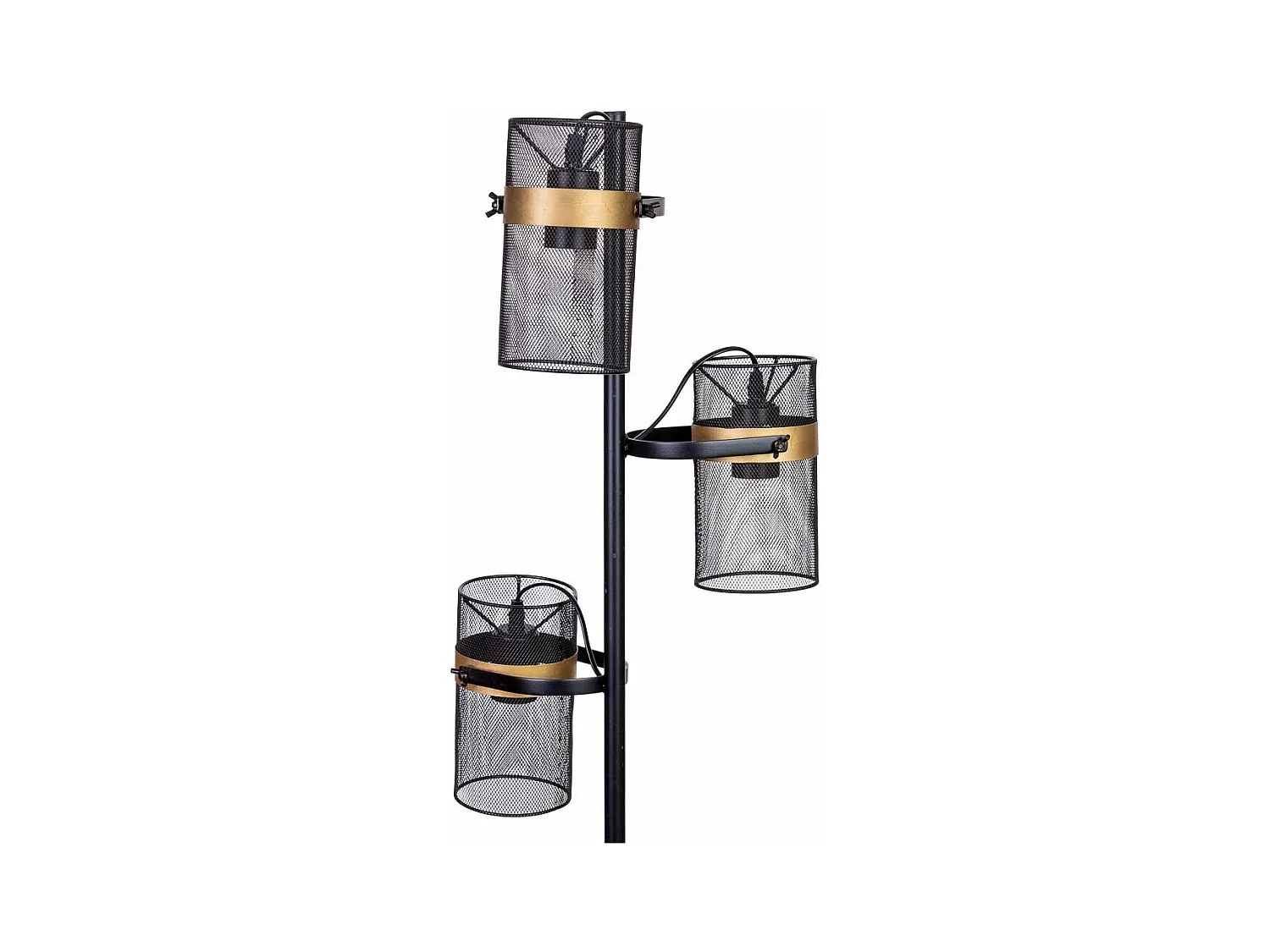Lampadaire en métal noir avec 3 spots 32x32x161h cm