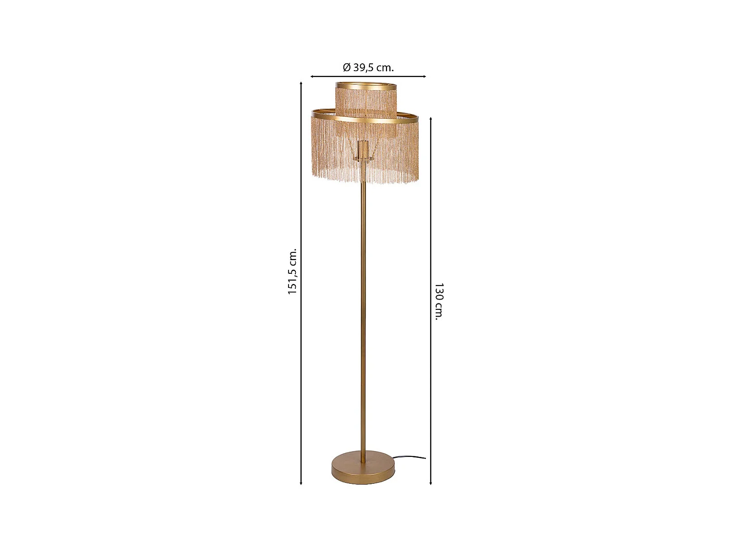Lámpara de pie de metal 39.5x39.5x130/151.5h cm