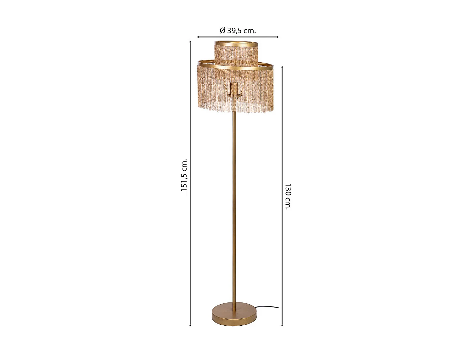 Lámpara de pie de metal 39.5x39.5x130/151.5h cm